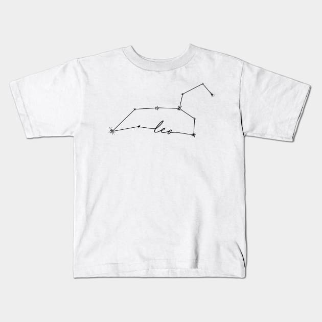 Leo Constellation Zodiac Doodle Kids T-Shirt by aterkaderk